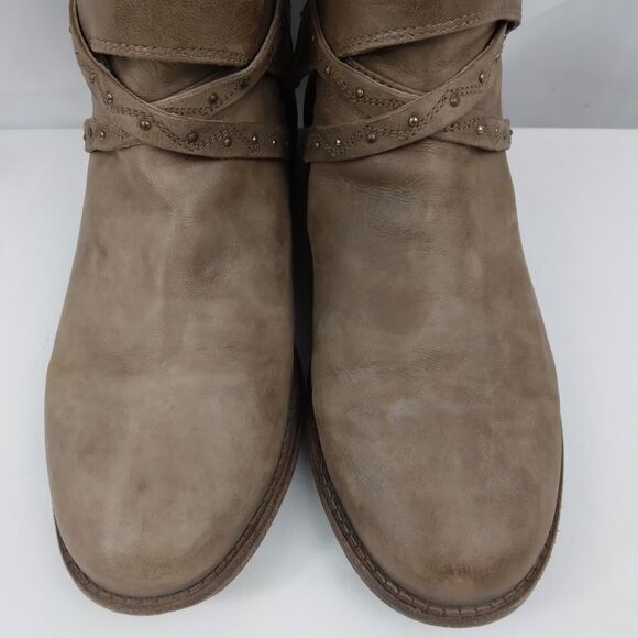 Free People Alamosa Taupe Brown Leather Ankle Zip Booties Women Size 40 US 9 9.5 - Picture 4 of 10